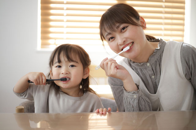 親子で歯磨き